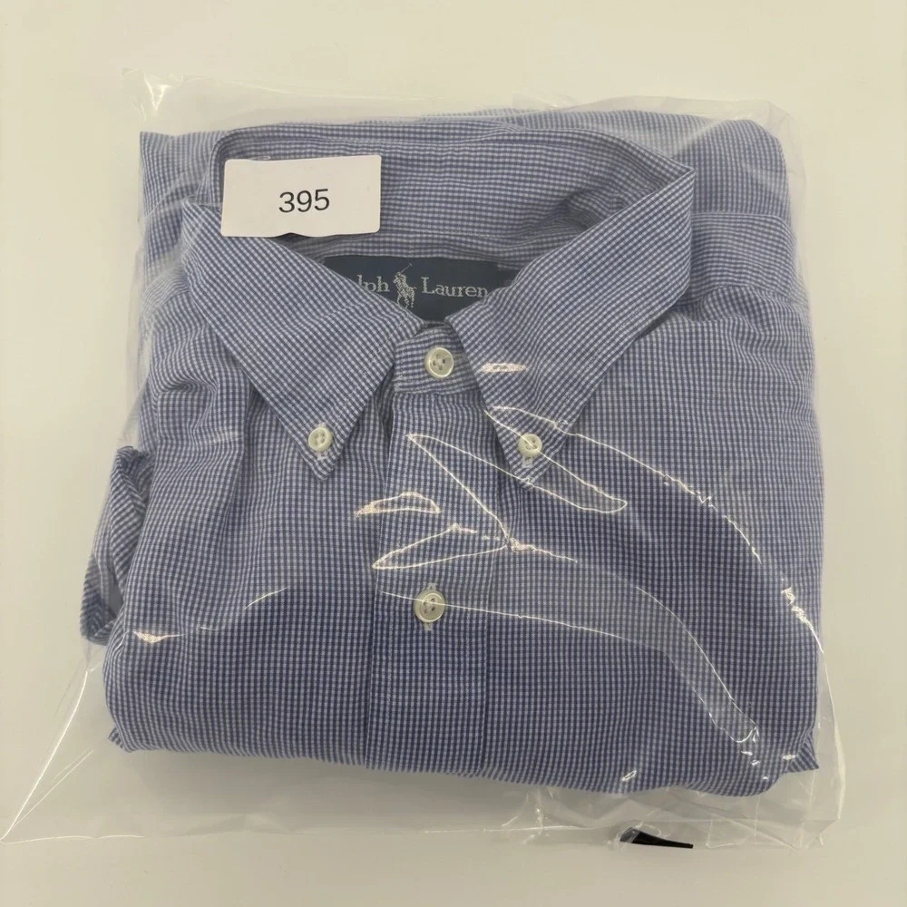 Ralph Lauren Blake Mens XL Blue White Gingham Check Cotton Button‎ Down Shirt